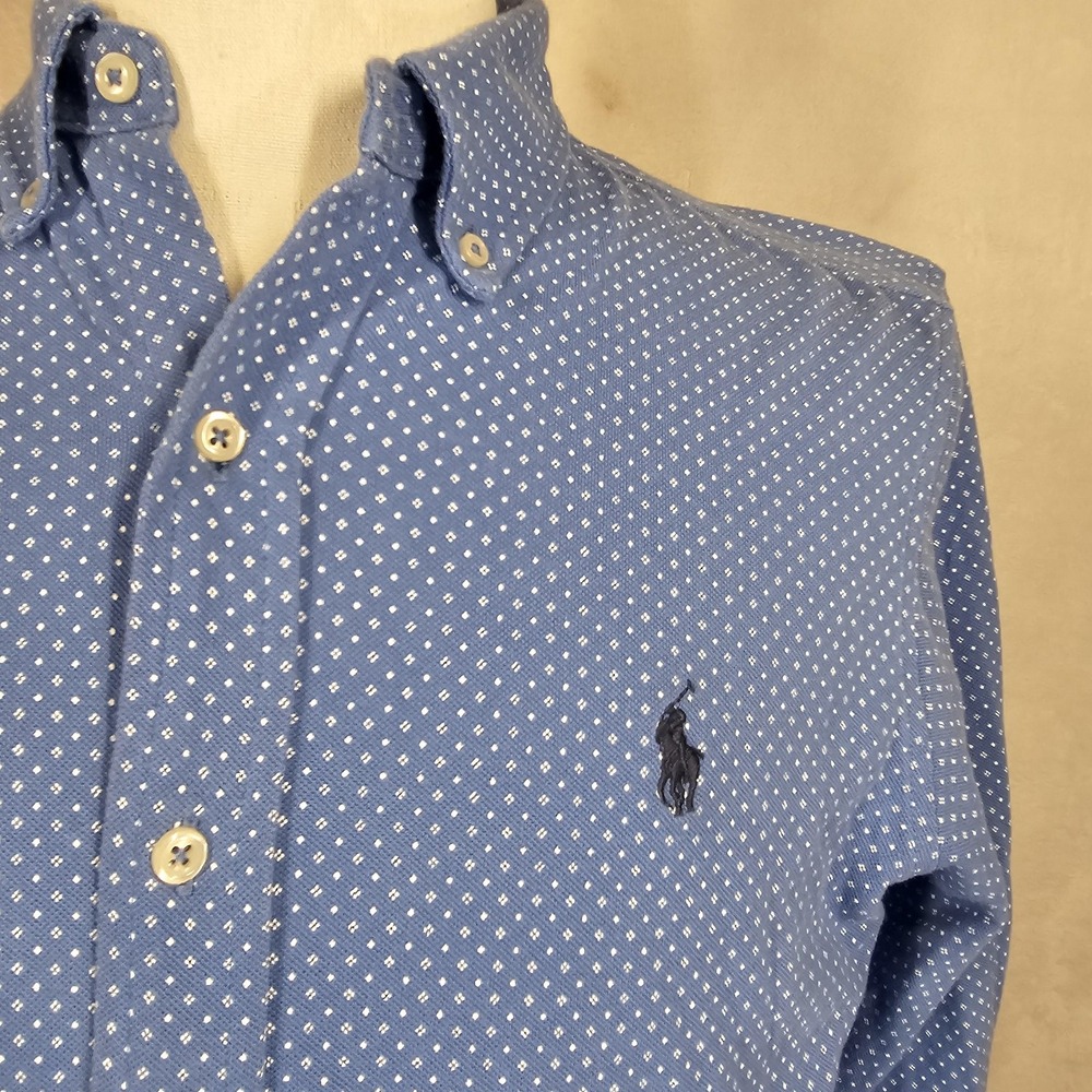 Ralph Lauren Shirt Mens Medium Featherweight Mesh Button Down Polka‎ Dot - Picture 4 of 11